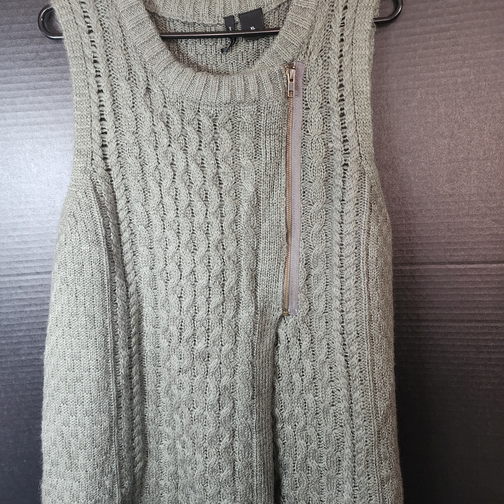 new directions Sage Green Cable Knit Zip-Accent Sweater Vest